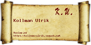 Kollman Ulrik névjegykártya